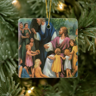 Jesus Christus segnet Kinder, Vintage-Religion Keramikornament