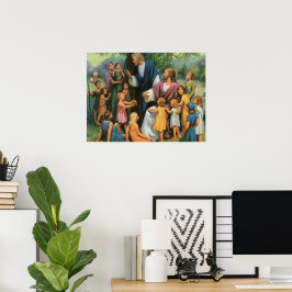 Jesus Christus segnet Kinder, Vintage Religion Poster