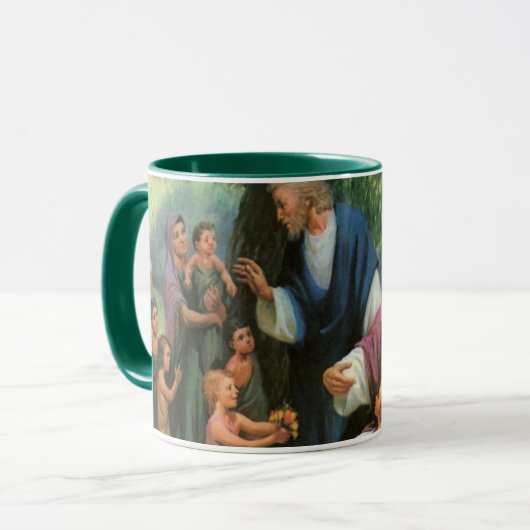 Jesus Christus segnet Kinder, Vintage Religion Tasse (Vorderseite Links)