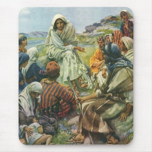 Jesus Christus Sermon auf dem Berg, Vintage Religi Mousepad (Vorne)