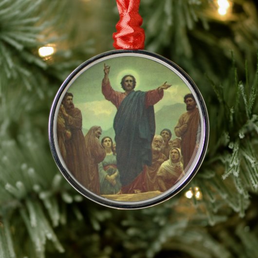 Jesus Christus Sermon auf dem Berg, Vintage Religi Ornament Aus Metall (Baum)