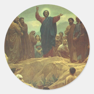 Jesus Christus Sermon auf dem Berg, Vintage Religi Runder Aufkleber