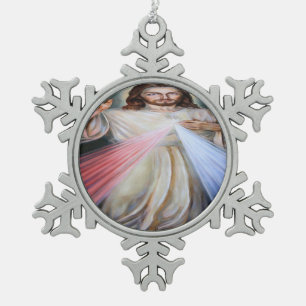 Jesus Christus Sohn Gottes hat Barmherzigkeit Schneeflocken Zinn-Ornament
