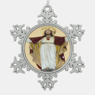 Jesus Christus Sohn Gottes hat Barmherzigkeit Schneeflocken Zinn-Ornament