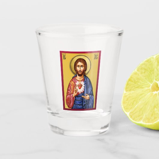 Jesus Christus Sohn Gottes neuer rot Schnapsglas (Vorderseite)