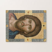 Jesus Christus Symbol in einem Gold- und Graurahme Puzzle (Horizontal)