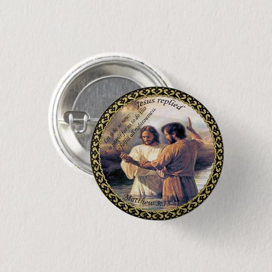 Jesus Christus Taufe Bild eins Button (Vorne & Hinten)