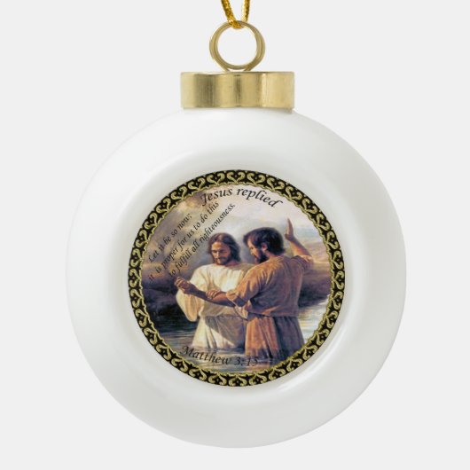 Jesus Christus Taufe Bild eins Keramik Kugel-Ornament (Vorderseite)