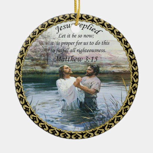 Jesus Christus Taufe Bild zwei Keramik Ornament (Vorne)