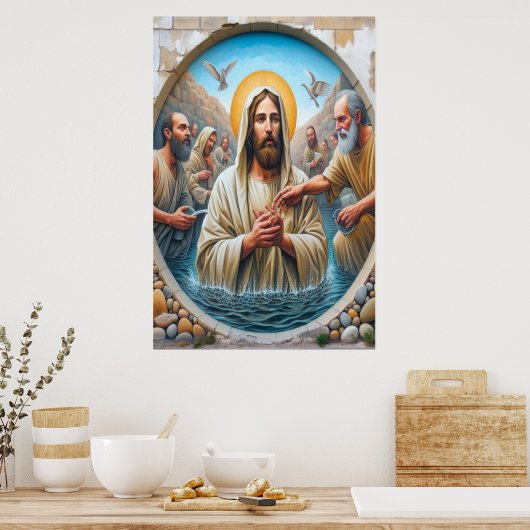 Jesus Christus Taufe Poster (Küche)