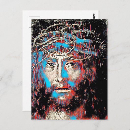Jesus Christus trägt Abstrakte Kronenmalerei Postkarte (Vorne/Hinten)