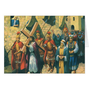 Jesus Christus trägt das Kreuz zu seiner Kreuzigun