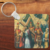 Jesus Christus trägt das Kreuz zu seiner Kreuzigun Schlüsselanhänger (Vorderseite)
