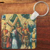 Jesus Christus trägt das Kreuz zu seiner Kreuzigun Schlüsselanhänger (Rückseite)