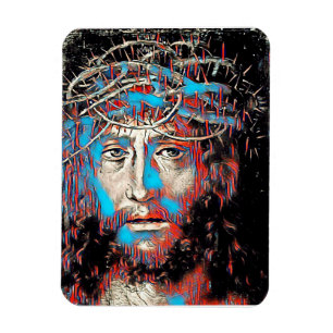Jesus Christus traurig Gesicht Thorn Crown Abstrak Magnet