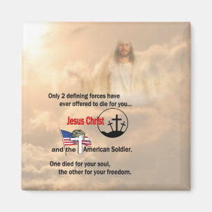 Jesus Christus u. der amerikanische Soldat Magnet