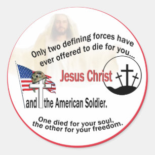 Jesus Christus u. die amerikanischer Soldat-runden Runder Aufkleber
