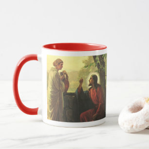Jesus Christus und der barmherzige Samariter am Br Tasse