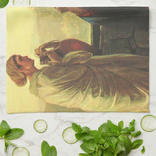 Jesus Christus und der gute Samariter am Brunnen Geschirrtuch (Gefaltet)