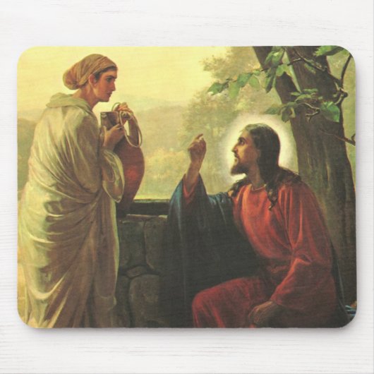 Jesus Christus und der gute Samariter am Brunnen Mousepad (Vorne)