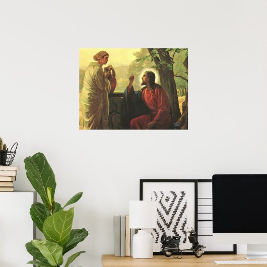 Jesus Christus und der gute Samariter am Brunnen Poster (Heimbüro)