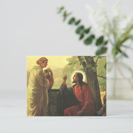 Jesus Christus und der gute Samariter am Brunnen Postkarte (Stehend Vorderseite)
