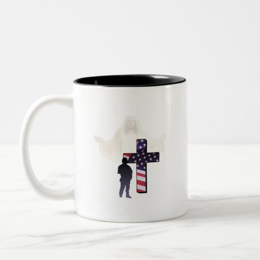 Jesus Christus und die amerikanischer Soldat-2. Zweifarbige Tasse (Links)