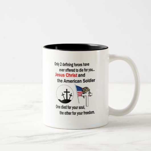 Jesus Christus und die amerikanischer Soldat-2. Zweifarbige Tasse (Rechts)