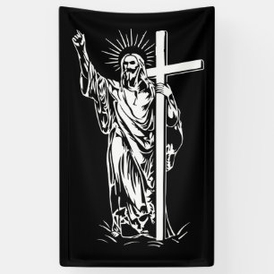 Jesus Christus und ein Kreuz Banner