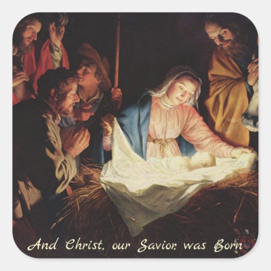 Jesus Christus und Maria, Bethlehem Weihnachtsaufk Quadratischer Aufkleber (Vorderseite)