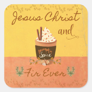Jesus Christus und Pumpkin Gewürzcreme je Quadratischer Aufkleber