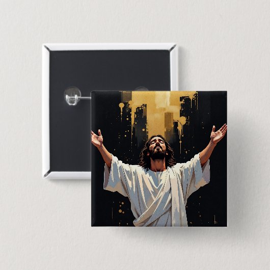 Jesus Christus unser Erlöser | Schwarz und Gold Button (Vorne & Hinten)