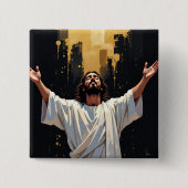 Jesus Christus unser Erlöser | Schwarz und Gold Button (Vorderseite)