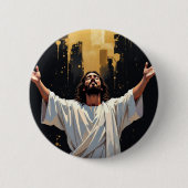 Jesus Christus unser Erlöser | Schwarz und Gold Button (Vorderseite)