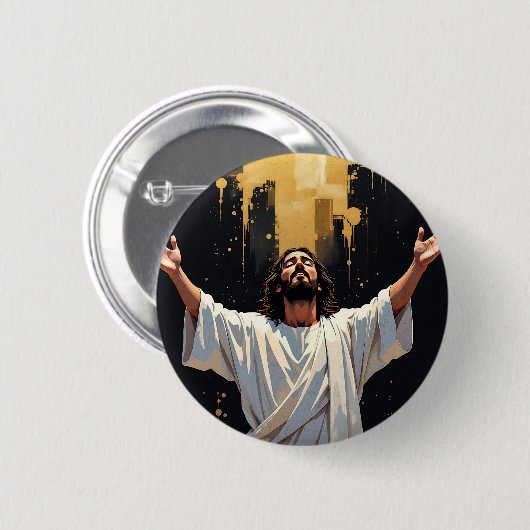 Jesus Christus unser Erlöser | Schwarz und Gold Button (Vorne & Hinten)