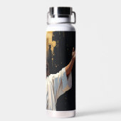 Jesus Christus unser Erlöser | Schwarz und Gold Trinkflasche (Rückseite)