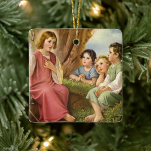 Jesus Christus unterrichtet Kinder, Vintage-Religi Keramikornament