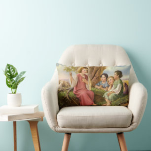 Jesus Christus unterrichtet Kinder, Vintage-Religi Lendenkissen