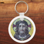 Jesus Christus, Vintage Kunstmosaik, biblisch Schlüsselanhänger<br><div class="desc">SCHLÜSSELANHÄNGER: Jesus Christus & Mitgefühl - Vintages Kunstmosaik des biblischen Jesus Christus,  mit Dornenkronen,  Kreuz und Halo (Heiliges Erbe) um seinen Kopf. Schönes antikes Kunstwerk,  das Liebe,  Mitgefühl und Vergebung für alle Lebewesen teilt. Original Fotografie/Kunst/Design von work4dream.</div>