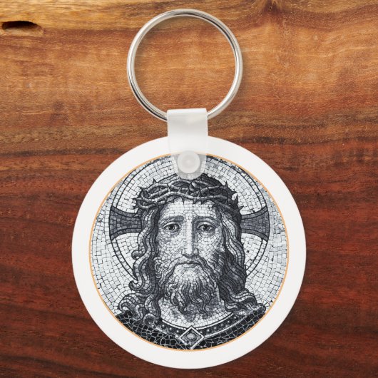 Jesus Christus, Vintage Kunstmosaik, Christlich Schlüsselanhänger (Vorderseite)