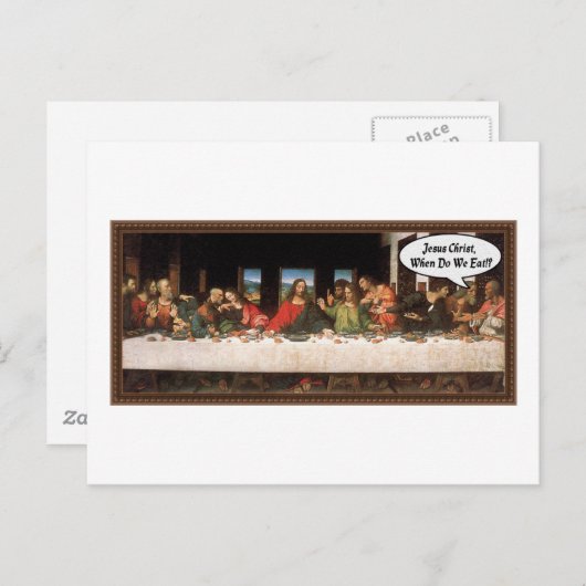 Jesus Christus, wann essen wir? - Funny Last Suppe Postkarte (Vorne/Hinten)
