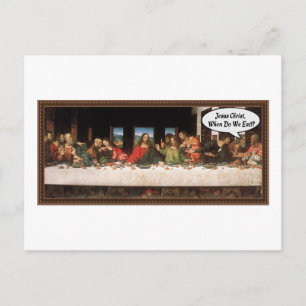 Jesus Christus Wann essen wir? - Lustiges letztes  Postkarte