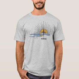 Jesus Christus Wasserfarbe Sonnenaufgang Kreuz Chr T-Shirt