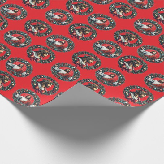 Jesus-Christus-Weihnachtskranz Geschenkpapier (Ecke)