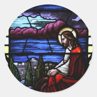 Jesus Christus weint über Jerusalem festes Glas Runder Aufkleber