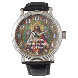 Jesus Christus würde Sie sich die Zeit farbenfroh  Armbanduhr