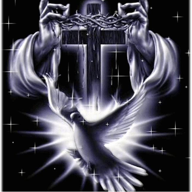 Jesus ChristusDornenkrone und Taube Freistehende Fotoskulptur (Vorne)