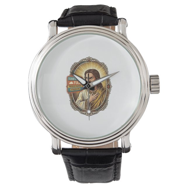 Jesus Cloud-Speicher voll Warnung Paywall Tech Hum Armbanduhr (Vorderseite)