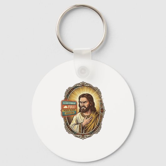 Jesus Cloud-Speicher voll Warnung Paywall Tech Hum Schlüsselanhänger (Vorderseite)