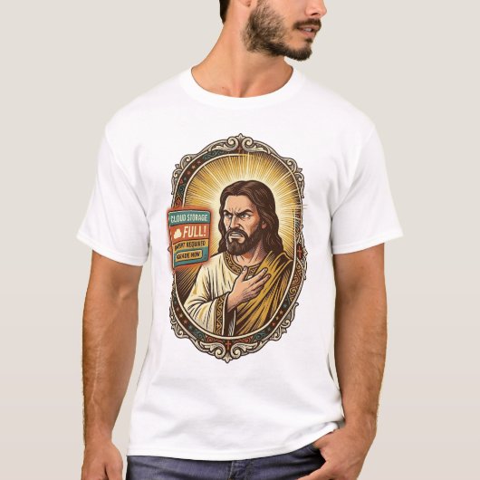 Jesus Cloud-Speicher voll Warnung Paywall Tech Hum T-Shirt (Vorderseite)